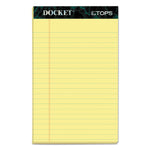 Docket Ruled Perforated Pads, Narrow Rule, 50 Canary-Yellow 5 X 8 Sheets, 12/pack