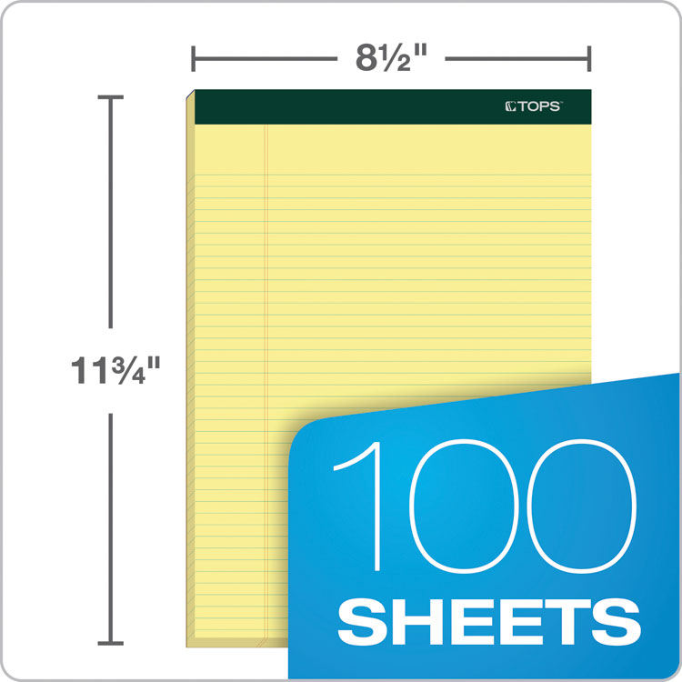 Double Docket Ruled Pads, Narrow Rule, 100 Canary-Yellow 8.5 X 11.75 Sheets, 6/pack