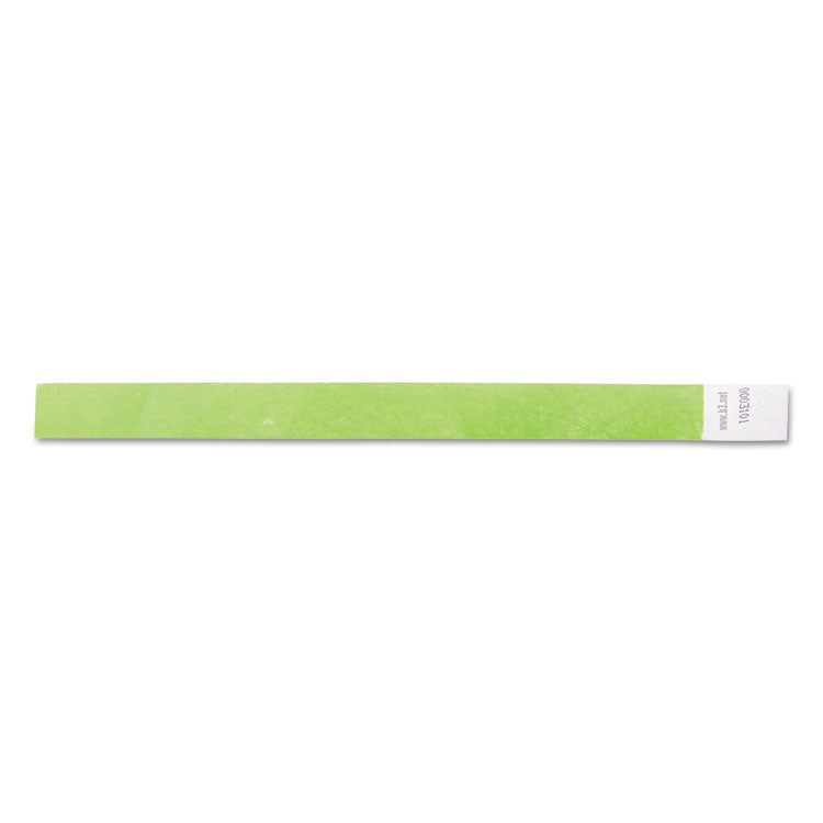 Security Wristbands, Sequentially Numbered, 10" x 0.75", Green, 100/Pack