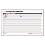 Avoid Verbal Orders Manifold Book, Two-Part Carbonless, 6.25 x 4.25, 50 Forms Total