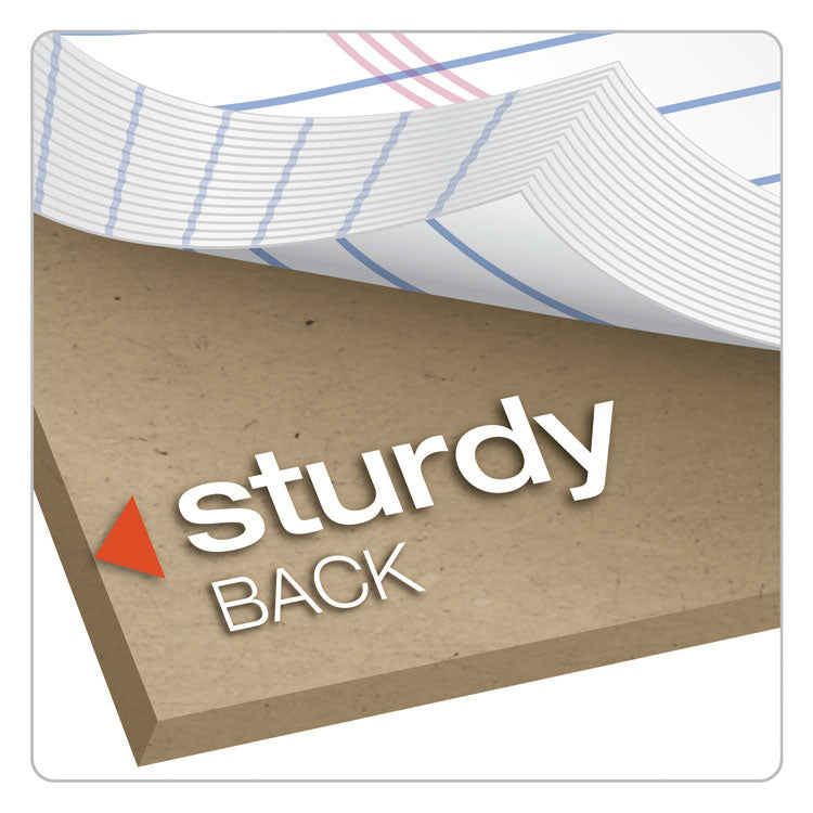 "The Legal Pad" Plus Ruled Perforated Pads With 40 Pt. Back, Wide/legal Rule, 50 White 8.5 X 11.75 Sheets, Dozen