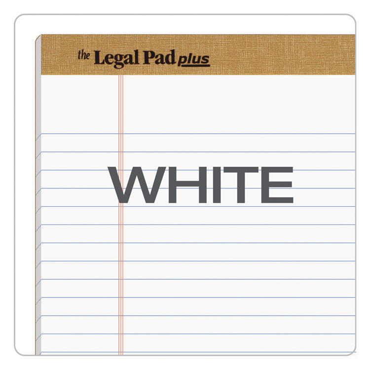 "The Legal Pad" Plus Ruled Perforated Pads With 40 Pt. Back, Wide/legal Rule, 50 White 8.5 X 11.75 Sheets, Dozen