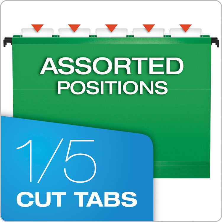 SureHook Hanging Folders, Letter Size, 1/5-Cut Tabs, Bright Green, 20/Box