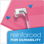 Ready-Tab Colored Reinforced Hanging Folders, Letter Size, 1/5-Cut Tabs, Pink, 20/Box