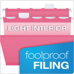 Ready-Tab Colored Reinforced Hanging Folders, Letter Size, 1/5-Cut Tabs, Pink, 20/Box