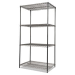 Wire Shelving Starter Kit, Four-Shelf, 36w X 18d X 72h, Black Anthracite