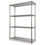 Wire Shelving Starter Kit, Four-Shelf, 48w X 18d X 72h, Black Anthracite