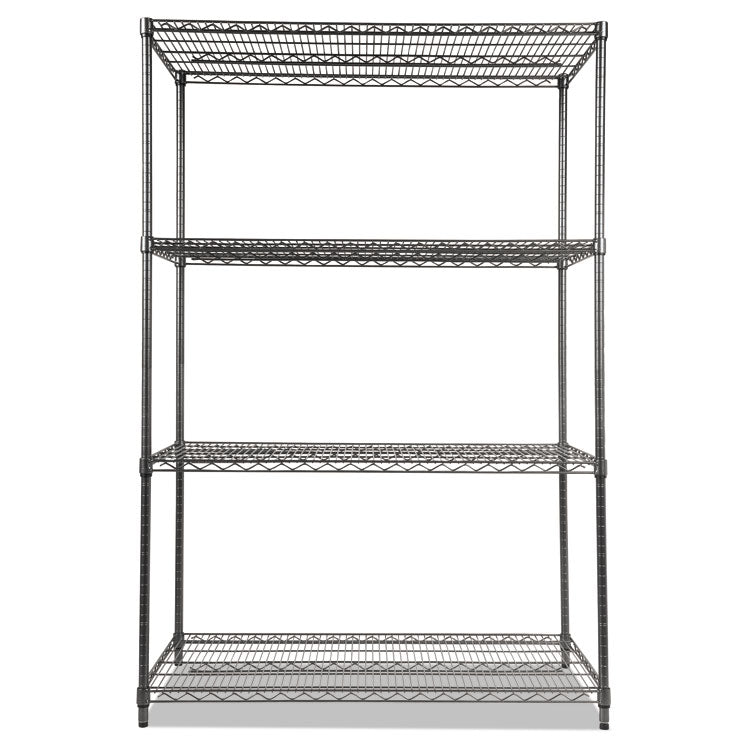 Wire Shelving Starter Kit, Four-Shelf, 48w X 24d X 72h, Black Anthracite
