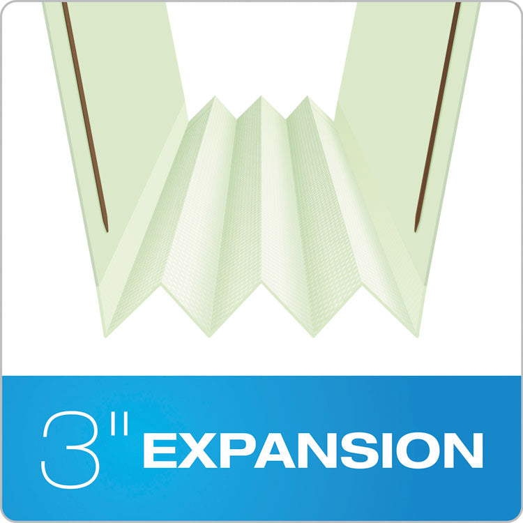 Heavy-Duty Pressboard Folders with Embossed Fasteners, 1/3-Cut Tabs, 3" Expansion, 2 Fasteners, Letter Size, Green, 25/Box