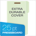 Heavy-Duty Pressboard Folders with Embossed Fasteners, 1/3-Cut Tabs, 3" Expansion, 2 Fasteners, Legal Size, Green, 25/Box