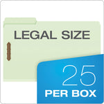 Heavy-Duty Pressboard Folders with Embossed Fasteners, 1/3-Cut Tabs, 2" Expansion, 2 Fasteners, Legal Size, Green, 25/Box