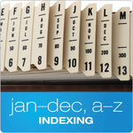 General Purpose Indexed Sorter, 31 Dividers, Alpha/Numeric/Month/Date/Day Index, Letter Size, Brown Frame