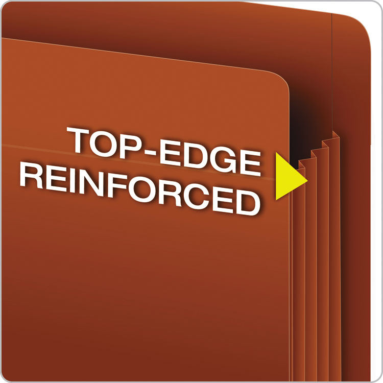 Heavy-Duty End Tab File Pockets, 3.5" Expansion, Letter Size, Red Fiber, 10/box