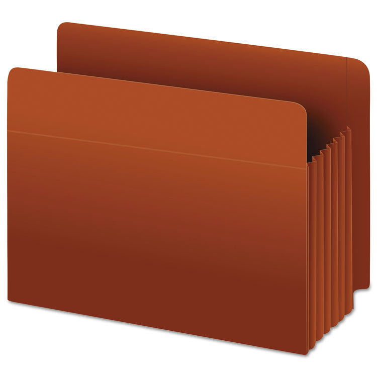Heavy-Duty End Tab File Pockets, 3.5" Expansion, Legal Size, Red Fiber, 10/box