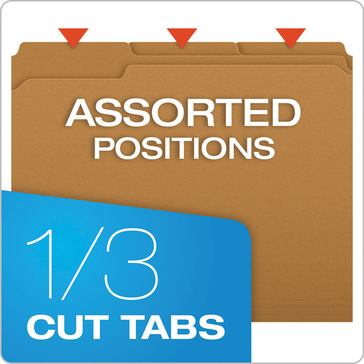 Kraft Fastener Folders, 1/3-Cut Tabs, 1 Fastener, Letter Size, Kraft Exterior, 50/Box