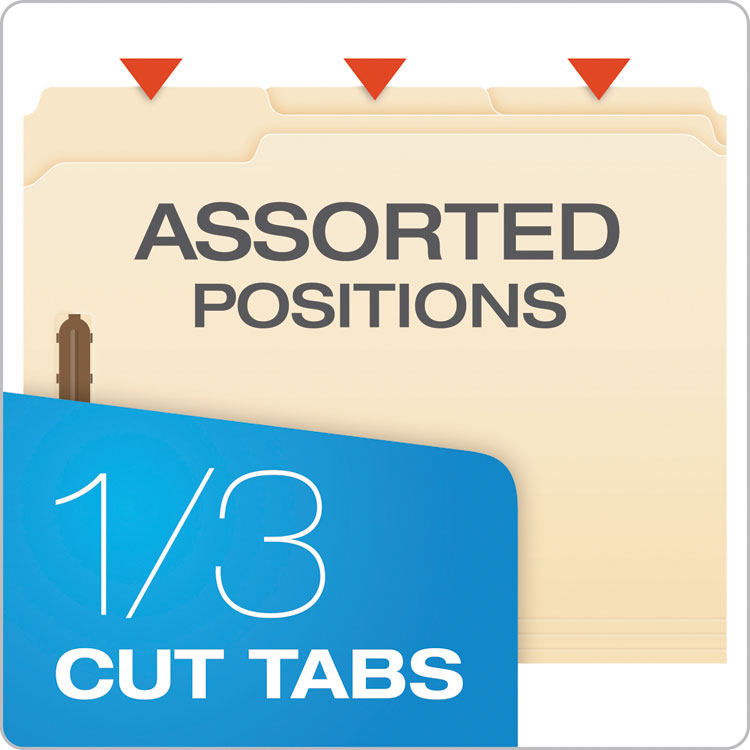 Manila Fastener Folders, 1/3-Cut Tabs, 2 Fasteners, Letter Size, Manila Exterior, 50/Box