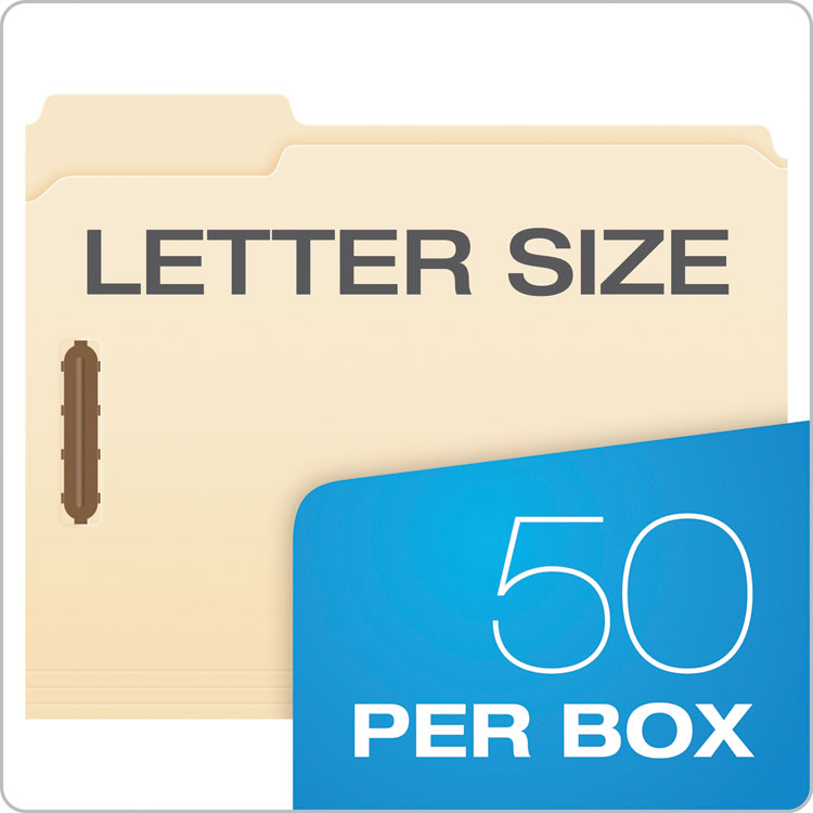 Manila Fastener Folders, 1/3-Cut Tabs, 2 Fasteners, Letter Size, Manila Exterior, 50/Box