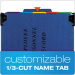 Hanging-Style Personnel Folders, 5 Dividers with 1/5-Cut Tabs, Letter Size, 1/3-Cut Exterior Tabs, Blue