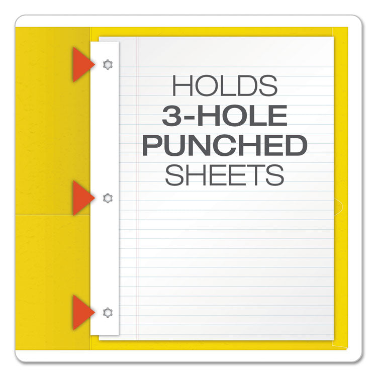 Twin-Pocket Folders With 3 Fasteners, 0.5" Capacity, 11 X 8.5, Yellow, 25/box