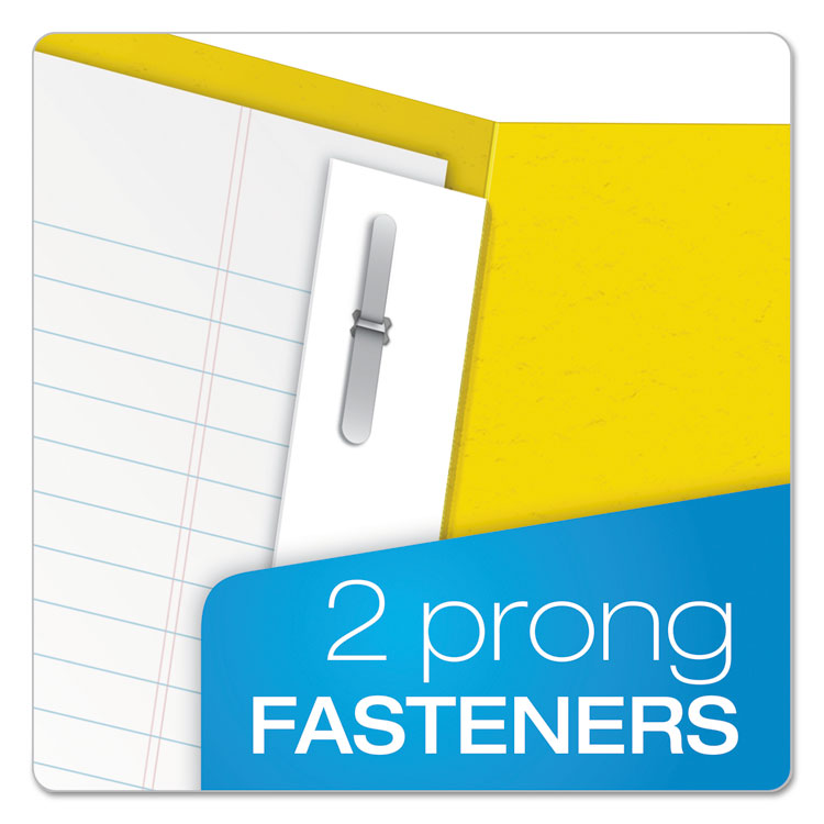 Twin-Pocket Folders With 3 Fasteners, 0.5" Capacity, 11 X 8.5, Yellow, 25/box