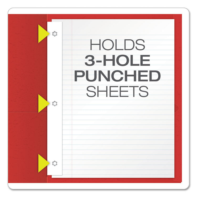 Twin-Pocket Folders With 3 Fasteners, 0.5" Capacity, 11 X 8.5, Red, 25/box