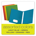 Twin-Pocket Folders With 3 Fasteners, 0.5" Capacity, 11 X 8.5, Assorted, 25/box