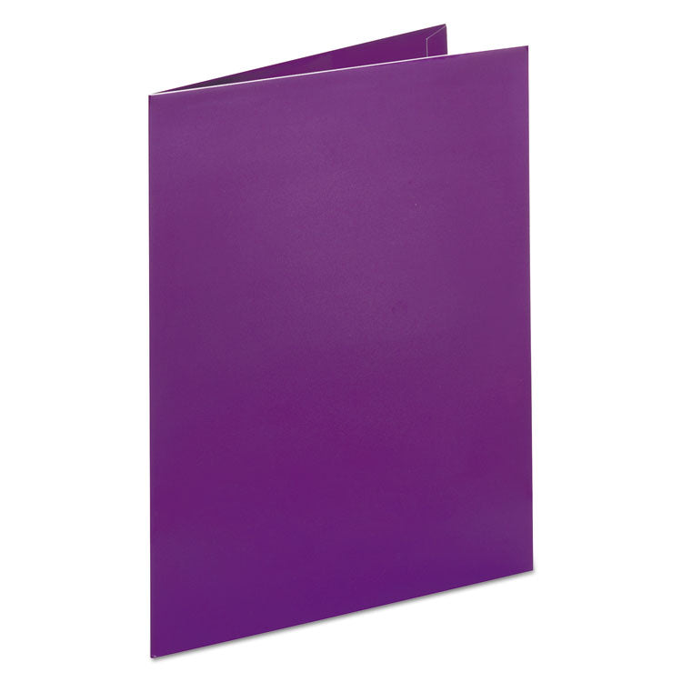 Two-Pocket Laminated Folder, 100-Sheet Capacity, 11 X 8.5, Metallic Purple, 25/box