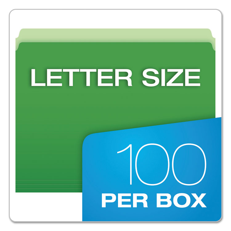 Colored File Folders, Straight Tabs, Letter Size, Green/Light Green, 100/Box