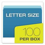 Colored File Folders, Straight Tabs, Letter Size, Blue/Light Blue, 100/Box