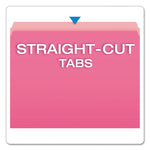 Colored File Folders, Straight Tabs, Letter Size, Pink/Light Pink, 100/Box