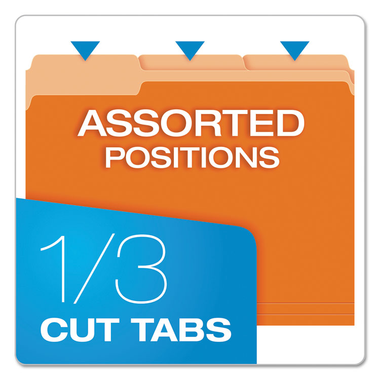 Colored File Folders, 1/3-Cut Tabs: Assorted, Letter Size, Orange/Light Orange, 100/Box