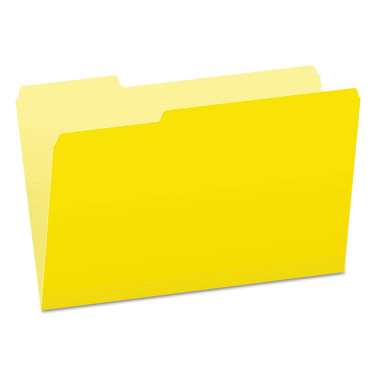 Colored File Folders, 1/3-Cut Tabs: Assorted, Legal Size, Yellow/Light Yellow, 100/Box