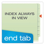 End Tab Classification Folders, 2" Expansion, 2 Dividers, 6 Fasteners, Legal Size, Pale Green Exterior, 10/Box