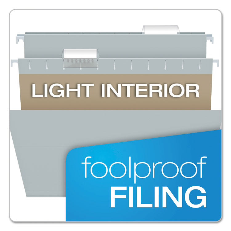 Colored Hanging Folders, Letter Size, 1/5-Cut Tabs, Gray, 25/Box