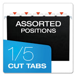 Colored Hanging Folders, Letter Size, 1/5-Cut Tabs, Black, 25/Box