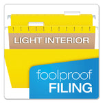 Colored Hanging Folders, Letter Size, 1/5-Cut Tabs, Yellow, 25/Box