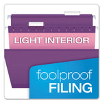 Colored Reinforced Hanging Folders, Letter Size, 1/5-Cut Tabs, Violet, 25/Box