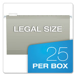 Colored Reinforced Hanging Folders, Legal Size, 1/5-Cut Tabs, Gray, 25/Box