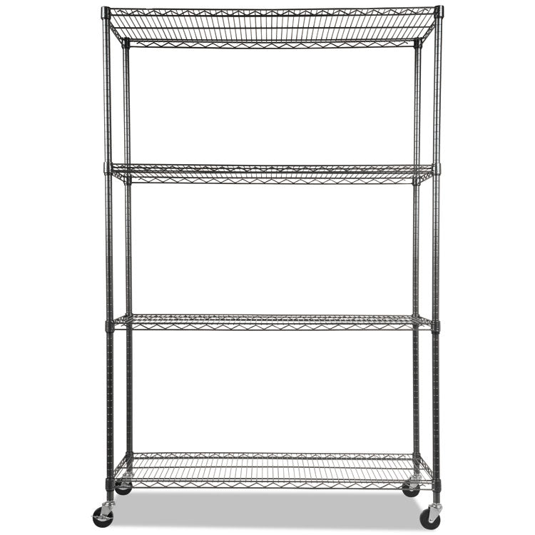 Nsf Certified 4-Shelf Wire Shelving Kit With Casters, 48w X 18d X 72h, Black Anthracite