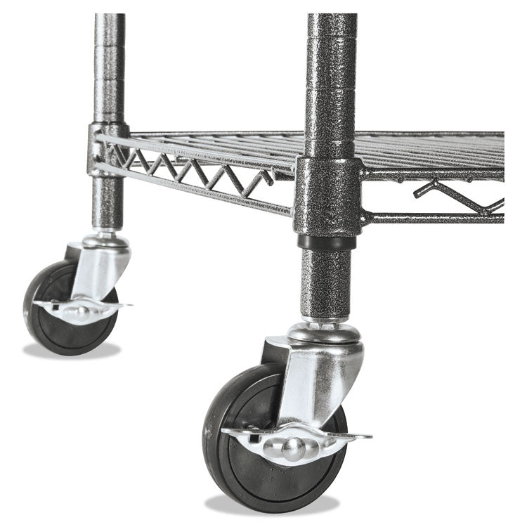 Nsf Certified 4-Shelf Wire Shelving Kit With Casters, 48w X 18d X 72h, Black Anthracite