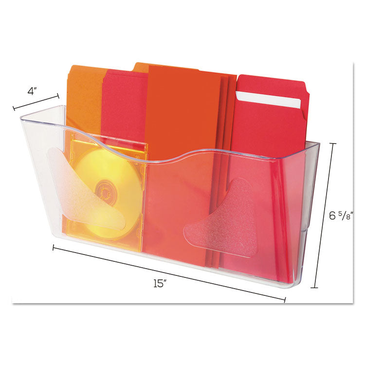 Euro-Style DocuPocket Landscape Wall File, Larger Files/Tabloid Size, 15" x 4" x 6.63", Clear