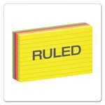 Ruled Index Cards, 3 X 5, Glow Green/yellow, Orange/pink, 100/pack