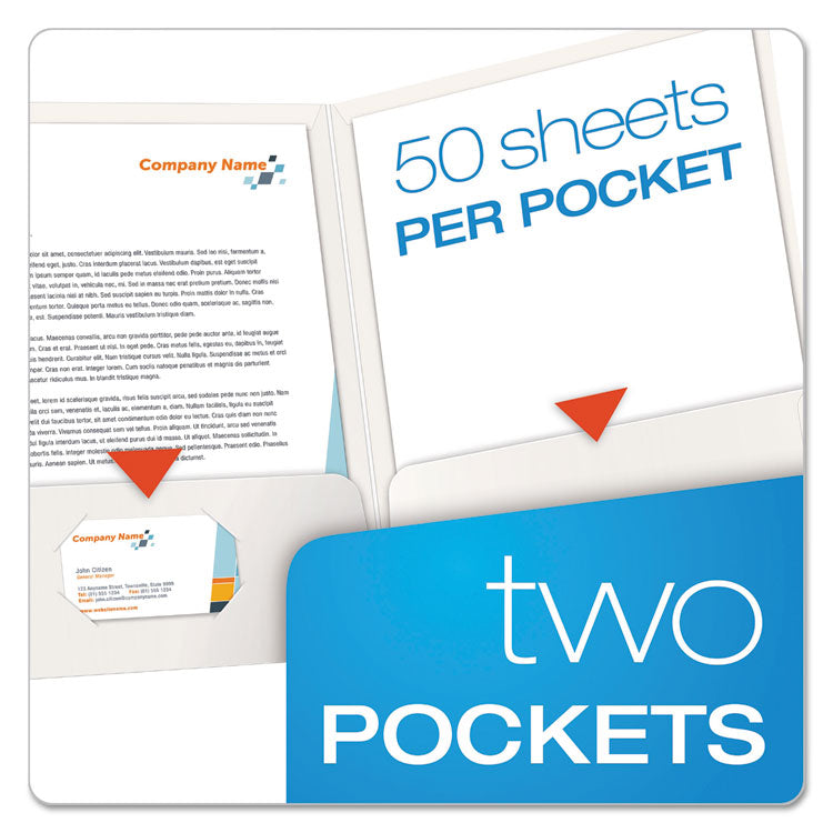 High Gloss Laminated Paperboard Folder, 100-Sheet Capacity, 11 X 8.5, White, 25/box