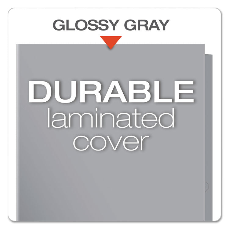 High Gloss Laminated Paperboard Folder, 100-Sheet Capacity, 11 X 8.5, Gray, 25/box