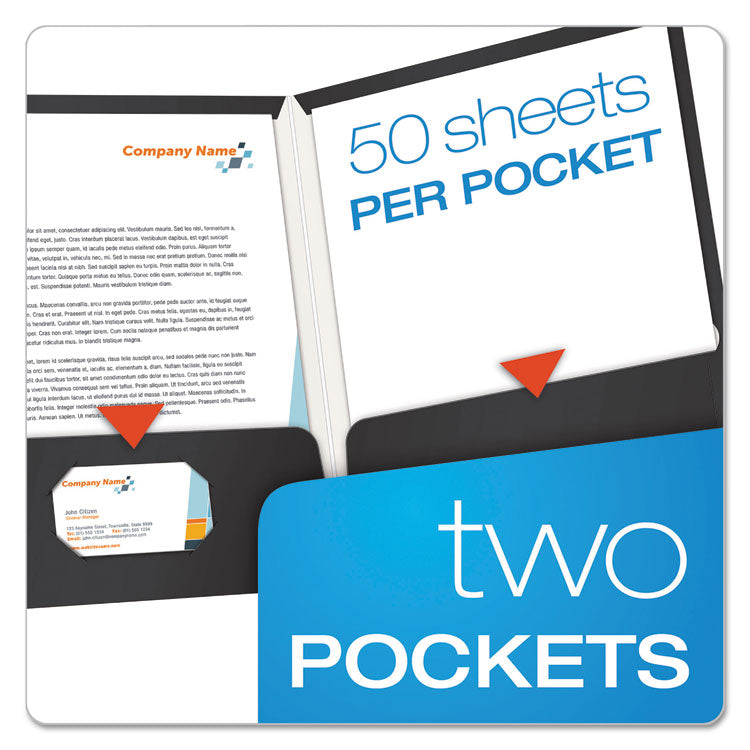 High Gloss Laminated Paperboard Folder, 100-Sheet Capacity, 11 X 8.5, Black, 25/box