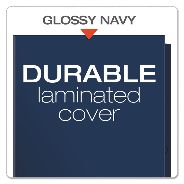 High Gloss Laminated Paperboard Folder, 100-Sheet Capacity, 11 X 8.5, Navy, 25/box