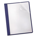 Clear Front Linen Report Cover, Three-Prong Fastener, 0.5" Capacity, 8.5 X 11, Clear/navy, 25/box