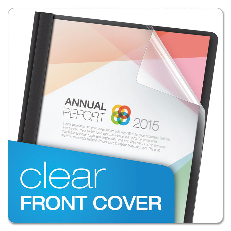 Clear Front Standard Grade Report Cover, Three-Prong Fastener, 0.5" Capacity, 8.5 X 11, Clear/black, 25/box