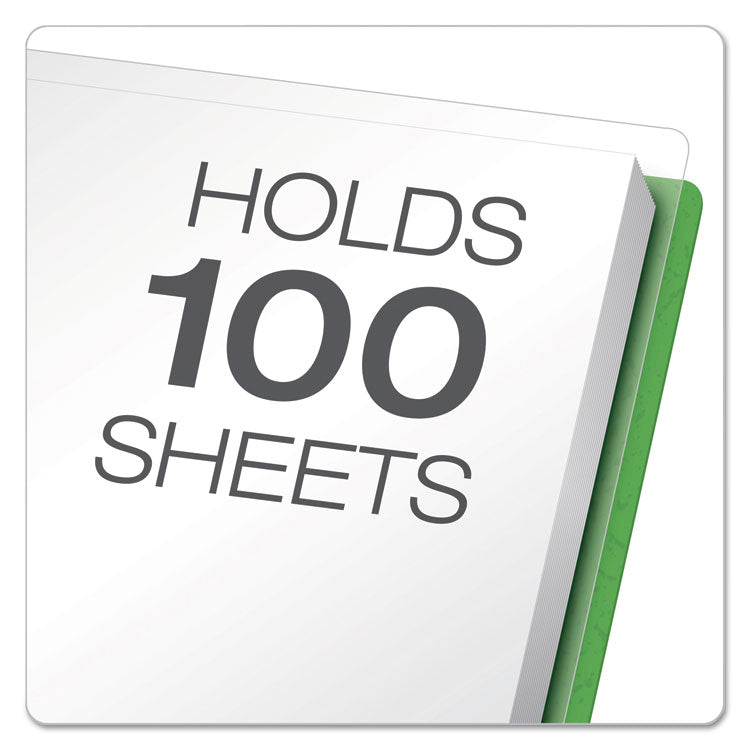 Clear Front Standard Grade Report Cover, Three-Prong Fastener, 0.5" Capacity, 8.5 X 11, Clear/green, 25/box