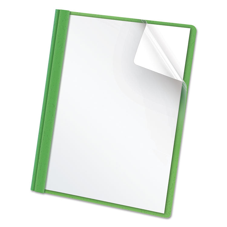 Clear Front Standard Grade Report Cover, Three-Prong Fastener, 0.5" Capacity, 8.5 X 11, Clear/green, 25/box
